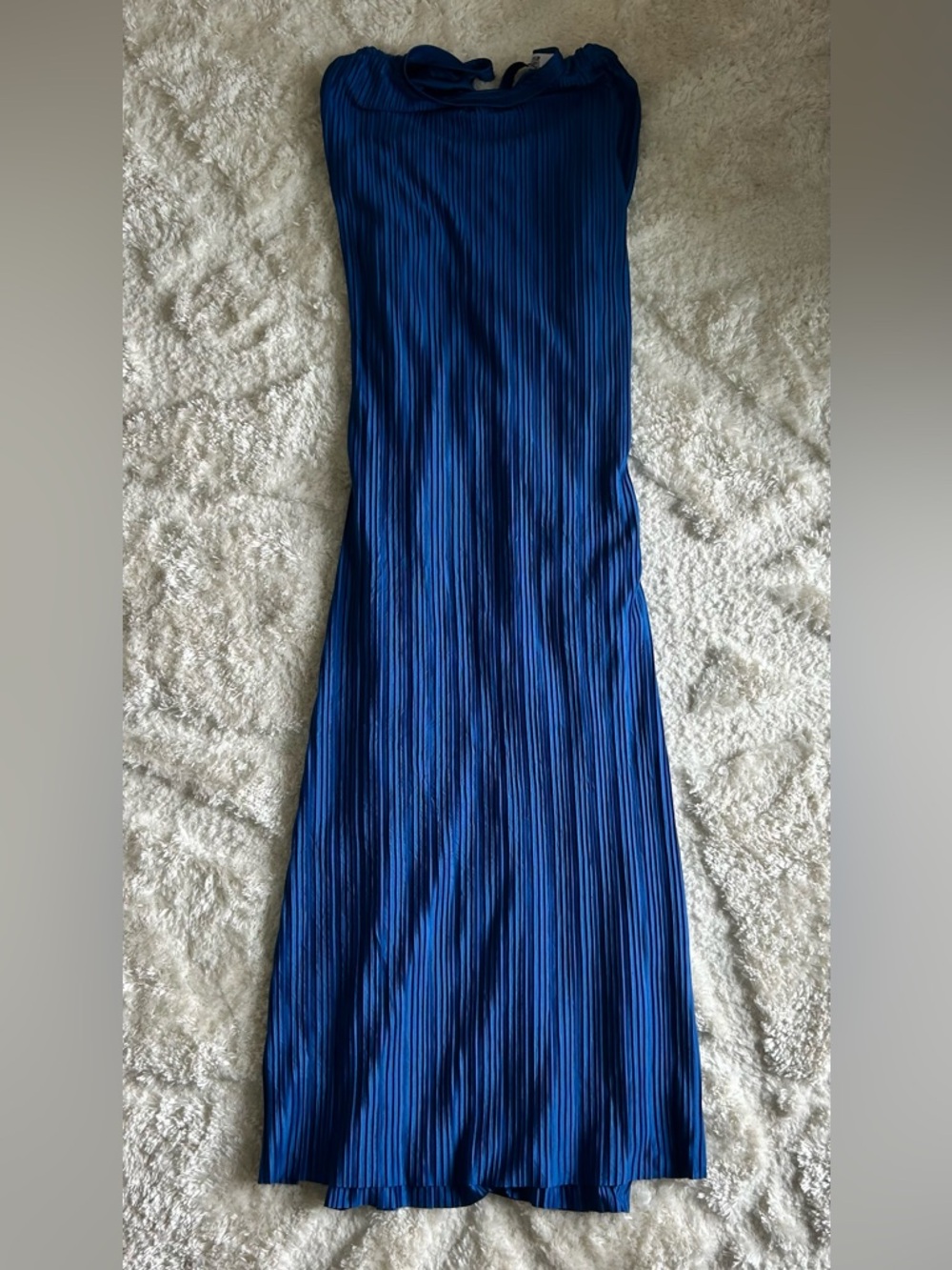 Atlein Plisse Midi Dress Sleeveless Pleated Blue - Picture 5 of 15